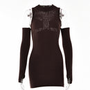 Mesh Patchwork Long Sleeve Bodycon Mini Dress – Sexy