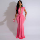 Women's Fashion Solid Color Sexy Deep V-neck Tight Hip hugging Dress Long Skirt Dress