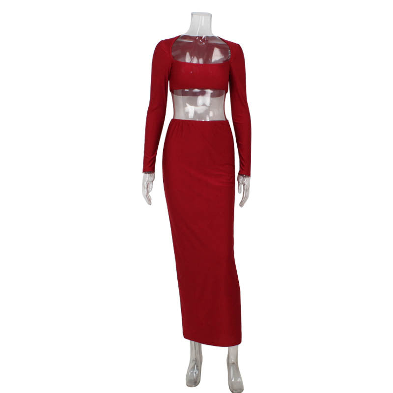 Strapless Crop Top & High Waist Maxi Skirt Set – Sexy Two-Piece