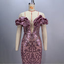 Pink Mesh Evening Gown – Sexy Socialite Maxi Dress