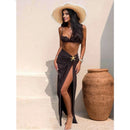 Bikini Three-Piece Set with Slit Skirt Swimwear