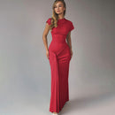 Pleated Lace-Up Long Sleeve Bodycon Midi Dress – Slim Fit