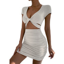 Women's V-neck waist-revealing hip skirt