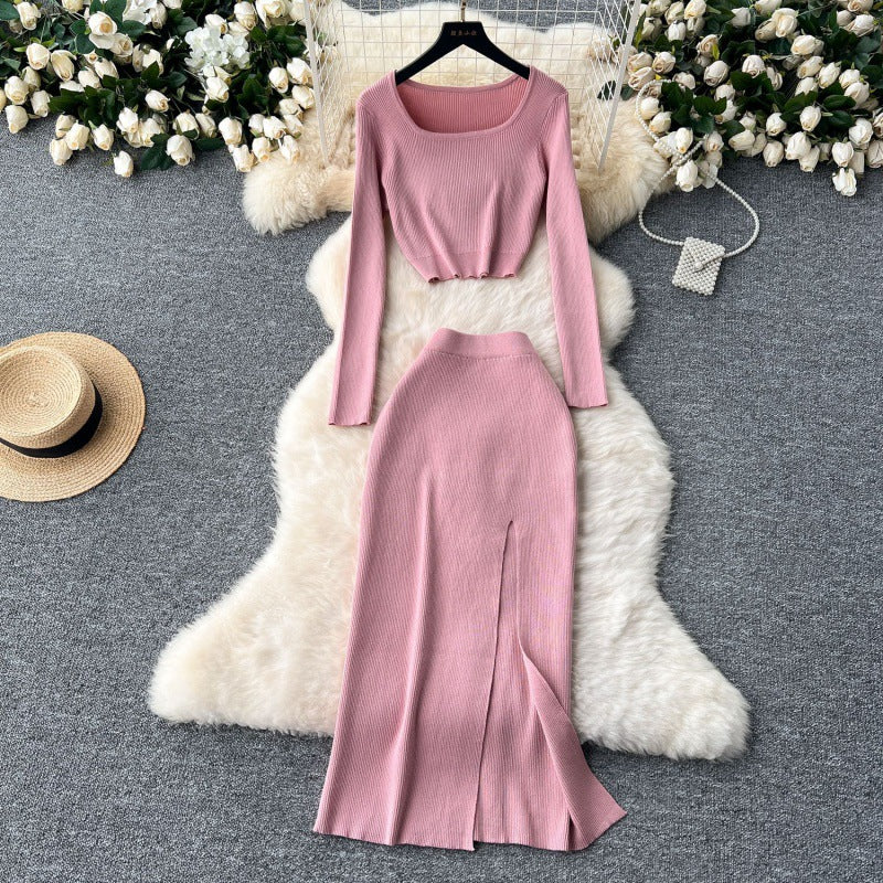 Square Neck Knit Mini Dress – Sexy Slim Fit Bodycon
