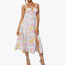 Slit drawstring lace-up busty suspender dress