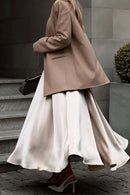 Back Elastic Waist Satin Minx Skirt