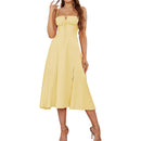 Slit drawstring lace-up busty suspender dress