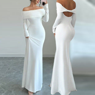 One Shoulder Slim Fit Maxi Dress – Bodycon Hip Hugging